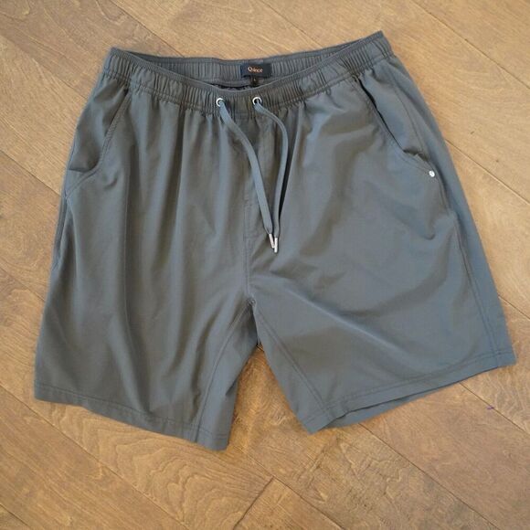 Quince Shorts Mens Large Gray Lined Performance Athletic Elastic Waist EUC - Picture 1 of 8